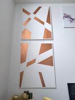 Abstract Modern Acryl canvas 70*90cm - 2stuks - wit/brons, Enlèvement