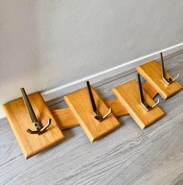 Vintage houten wandkapstok 4 haken 74 cm beschikbaar voor biedingen