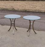 Set de 2 tables d'appoint bronze/cuivre avec plateau en verr, Maison & Meubles, Tables | Tables d'appoint, Comme neuf, Enlèvement ou Envoi