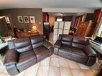 Salon cuir  marron 2 x 2 places, Huis en Inrichting, Zetels | Zetels, Ophalen, 100 tot 125 cm, 150 tot 200 cm, Leer