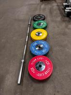 150kg Titan Competitie Bumperplates , Olympische Halterstang, Ophalen, Gebruikt, Halterschijven