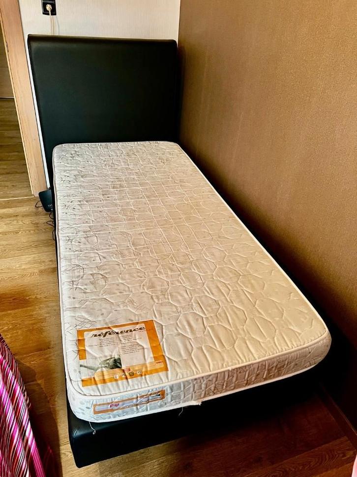 Boxspring Bultex Black leder neuf, Huis en Inrichting, Slaapkamer | Boxsprings, Nieuw, 90 cm, 200 cm, Eenpersoons, Zwart, Ophalen