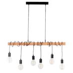 Eglo Townshend hanglamp zwart/hout 6 lampen, Enlèvement, Comme neuf, Bois