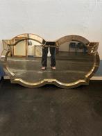 Grote rechthoekige spiegel met gouden details, Antiek en Kunst, Ophalen, 150 tot 200 cm