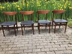 Vintage jaren 60 Deense stoelen, Ophalen, Gebruikt, Bruin, Vier
