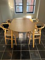 Tafel met 4 wishbone stoelen, Huis en Inrichting, Stoelen, Ophalen, Zo goed als nieuw, Hout