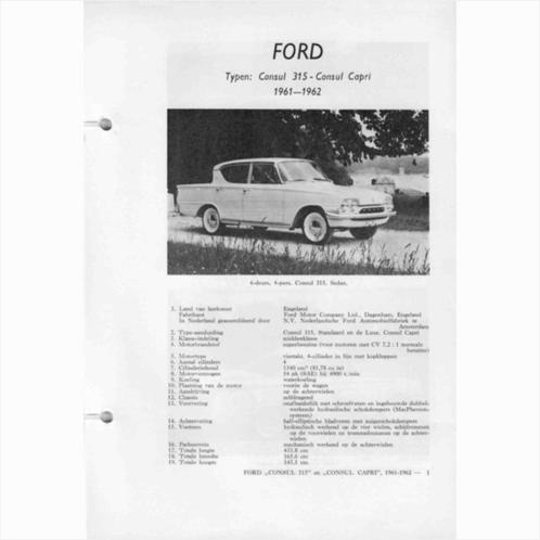 Ford Consul 315 Consul Capri Vraagbaak losbladig 1961-1962 #, Boeken, Auto's | Boeken, Gelezen, Ford, Ophalen of Verzenden