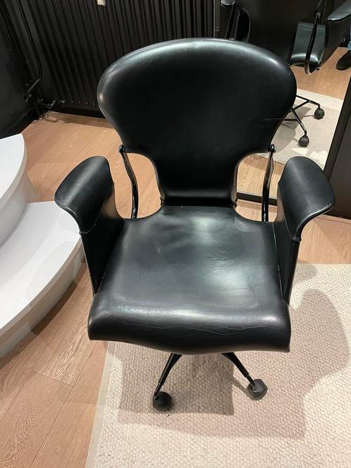 Vintige bureauzetel  leder, Huis en Inrichting, Bureaustoelen, Zwart, Ophalen