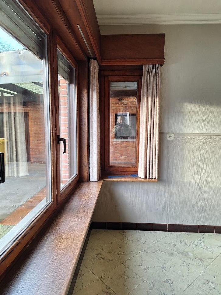 19 massief houten ramen  verschillende formaten, Doe-het-zelf en Bouw, Glas en Ramen, Gebruikt, Ophalen