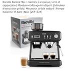 Machine Expresso : Breville Barista Max, Electroménager, Machine à espresso, Tuyau à Vapeur, Café en grains, 2 à 4 tasses