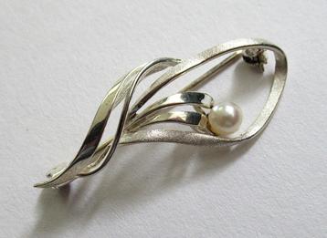 Vintage TEKA van Theodor Klotz zilveren 925 broche met Parel beschikbaar voor biedingen