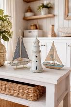 Landelijke nautische decoratie , set van 2 zeilboten &, Ophalen