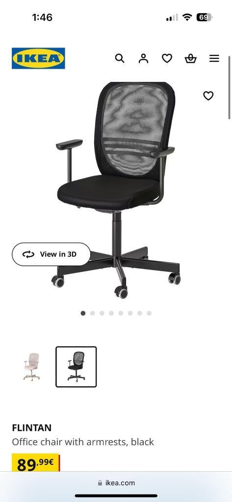 Chaise de bureau noire, Huis en Inrichting, Bureaustoelen, Zo goed als nieuw, Bureaustoel, Zwart, Ophalen