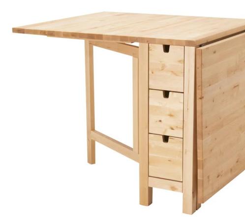 Klaptafel in berkenhout, Huis en Inrichting, Tafels | Kaptafels, Zo goed als nieuw, Minder dan 100 cm, 50 tot 100 cm, Hout, Ophalen