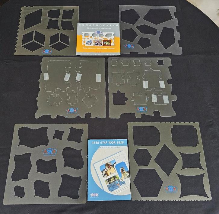 6 sjablonen + 2 voorbeeldenboekjes (serie 2), Hobby & Loisirs créatifs, Scrapbooking, Comme neuf, Cadre ou Pêle-mêle, Scrap, Enlèvement ou Envoi