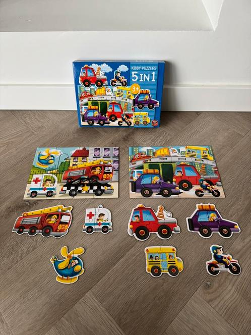 Kiddy Puzzles 5-in-1 - Voertuigen Puzzelplezier!, Kinderen en Baby's, Speelgoed | Kinderpuzzels, Zo goed als nieuw, Ophalen of Verzenden