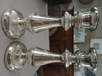 Paire bougeoirs anciens en verre eglomise mercurise., Ophalen, Glas