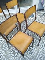 4 vintage schoolstoelen, 40€ voor de 4, Gebruikt, Ophalen