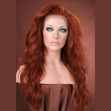 Lace front pruik lang golvend rood haar model Yvonne kleur 1 beschikbaar voor biedingen