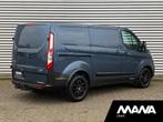 Ford Transit Custom 300 2.0 TDCI L1H1 Trail LED Airco Cruise, Auto's, Voorwielaandrijving, Zwart, 4 cilinders, Blauw