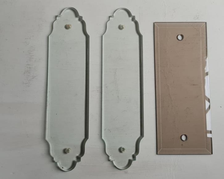 3 oude Kasteel deurplaten o.a. 2 kristallen en 1 fumé, Antiek en Kunst, Antiek | Glaswerk en Kristal, Ophalen of Verzenden