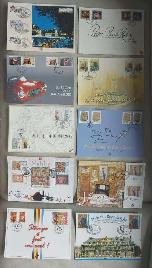20 herdenkingskaarten / 20 cartes souvenir - OPB/COB + 200 €, Postzegels en Munten, Postzegels | Europa | België, Gestempeld, 1e dag stempel