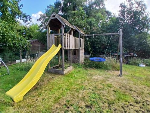 speeltorens Wickey met schommels en glijbaan, Kinderen en Baby's, Speelgoed | Buiten | Speeltoestellen, Gebruikt, Glijbaan, Loopbrug