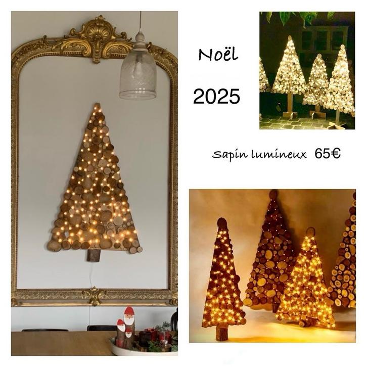 Sapin de Noël lumineux en bois +- 150cm artisanal, Hobby & Loisirs créatifs, Articles de fête, Neuf, Décoration, Enlèvement