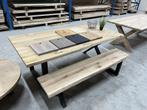 massief eiken tafel | tafel | eettafel | boomstamtafel, Nieuw, Rechthoekig, Eikenhout, Ophalen