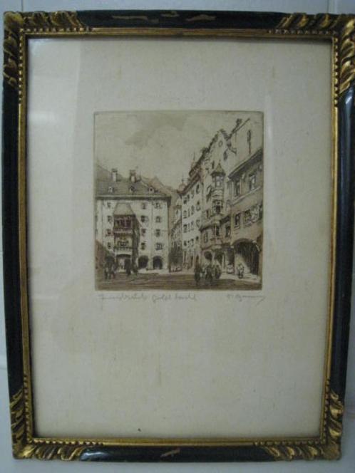 Tekening Innsbruck Gold Zanhl, Antiek en Kunst, Kunst | Tekeningen en Fotografie, Ophalen of Verzenden