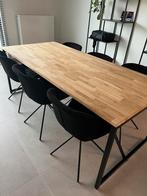 Teakhouten eettafel met zwart ijzeren onderstel 200x90, Huis en Inrichting, Ophalen, Gebruikt, Teakhout, 200 cm of meer
