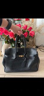 Echt leer tas, Handtassen en Accessoires, Tassen | Damestassen, Ophalen, Zo goed als nieuw, Zwart, Handtas