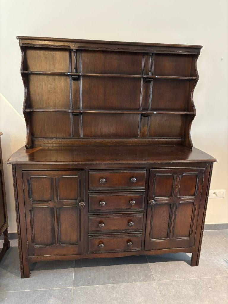 Vintage Ercol eetkamer set - tafel/6 stoelen/3 kasten, Maison & Meubles, Salles à manger complètes, Enlèvement