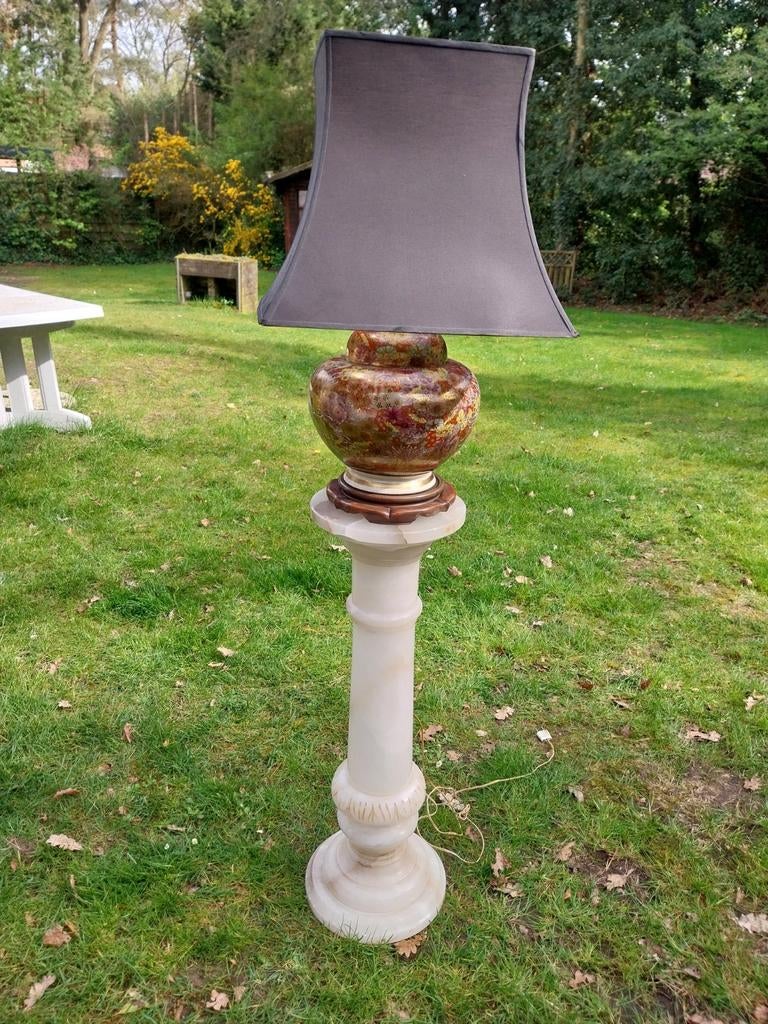 Marmer zuil met chinese lamp, Jardin & Terrasse, Éclairage extérieur, Enlèvement