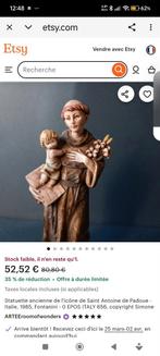 Petite statue en bois signée et datée Antoine de Padoue 13 c, Antiquités & Art