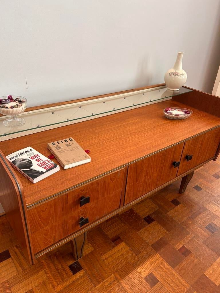 Enfilade vintage / buffet bas mid-century en bois, Maison & Meubles, Enlèvement, Comme neuf