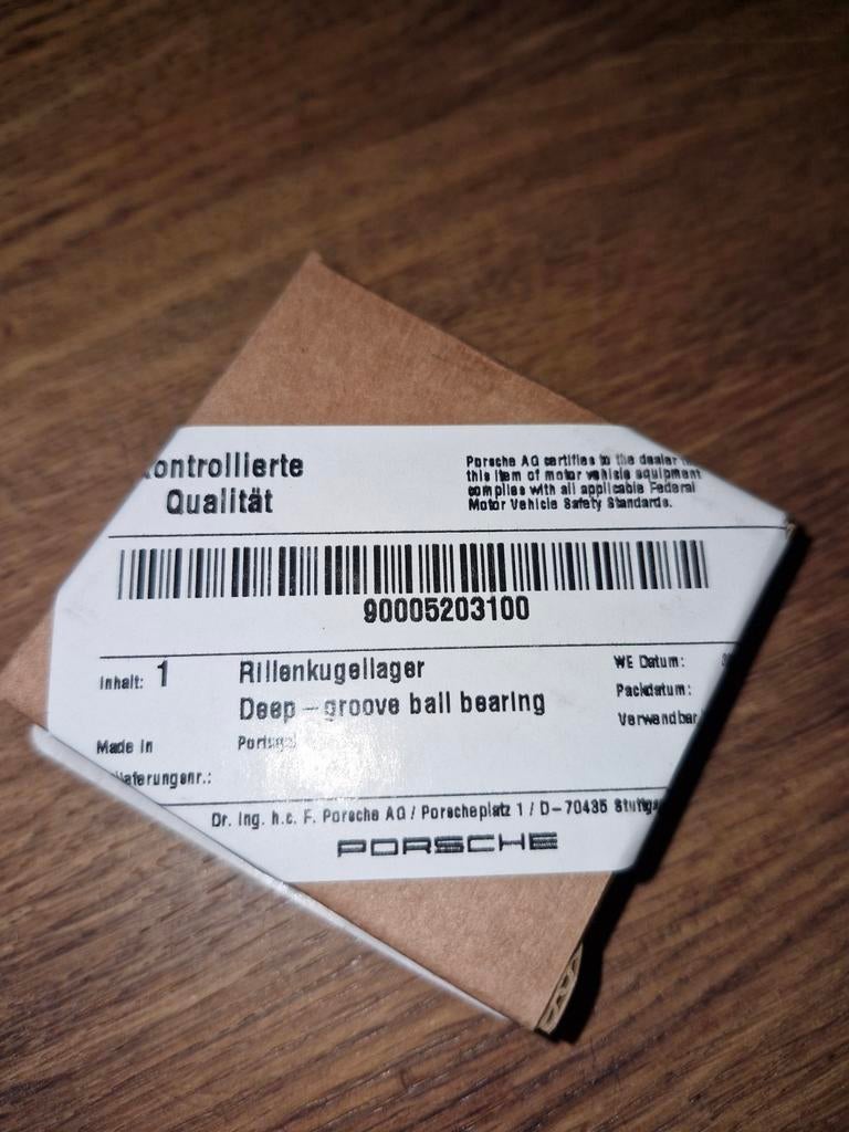 Roulement origine Porsche référence 900 052 031 00, Particulier, Achat