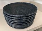 9 ontbijtborden gespikkeld blauw 20cm, Huis en Inrichting, Keramiek, Ophalen of Verzenden, Zo goed als nieuw, Bord(en)