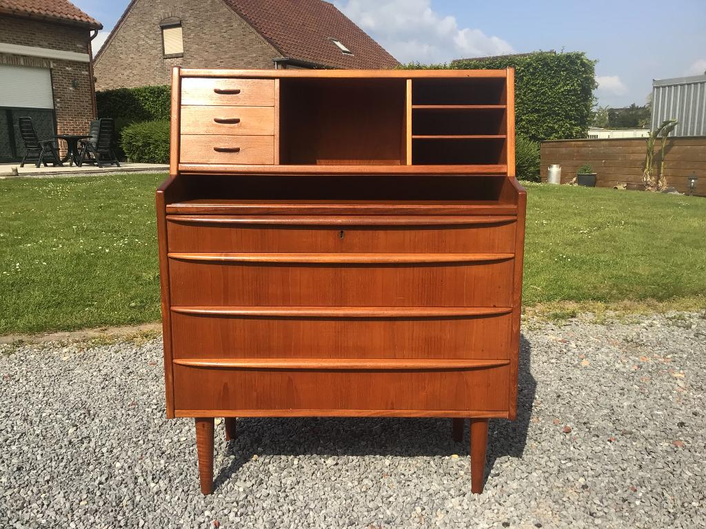 Vintage Danish Teak Secretary - Christian Møller, 1960s.., Enlèvement, Utilisé