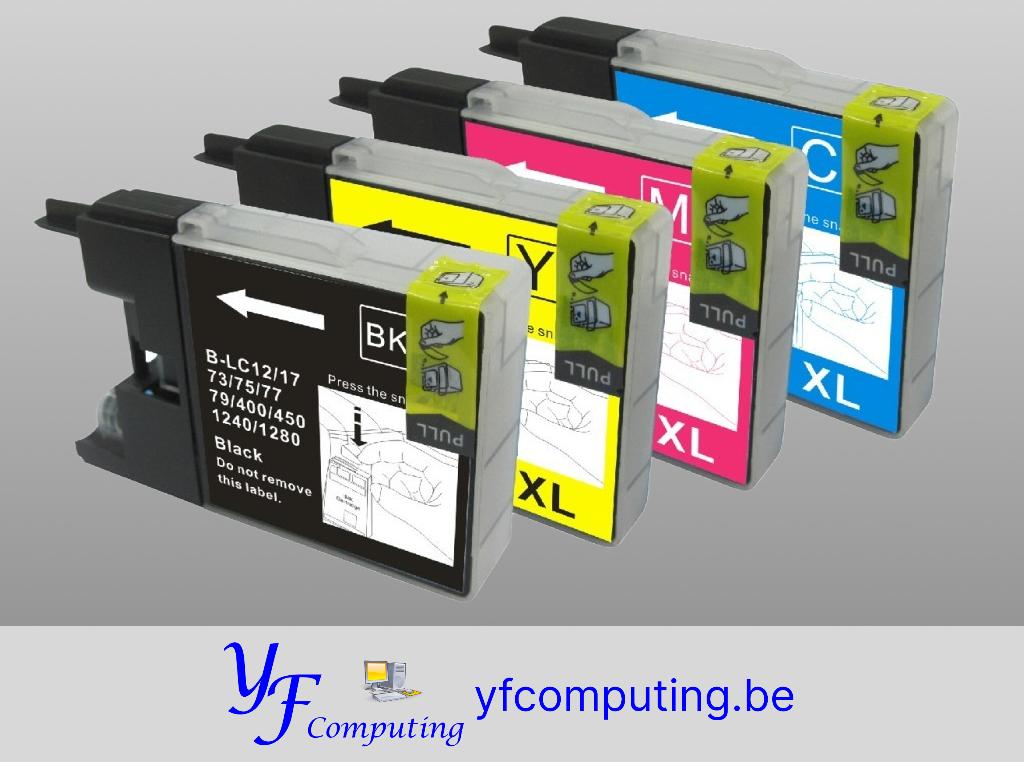 Pack 4 compatibele Brother LC-1240 XL cartridges, Ophalen of Verzenden, Nieuw, Cartridge, Divers