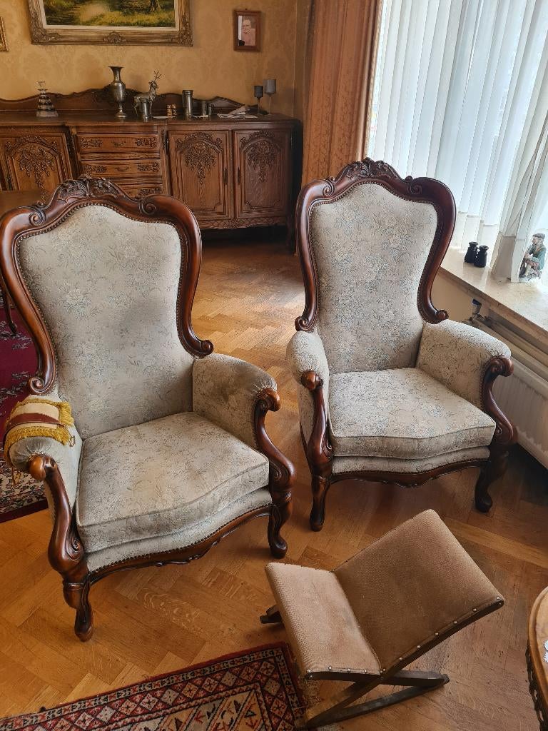 2 Fauteuils et banquette de salon, Enlèvement, Utilisé, Bois
