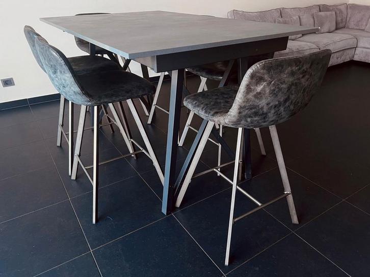 Luxe Hoge Eettafel + 6 Hoge Stoelen – Topkwaliteit, Huis en Inrichting, Tafels | Statafels, Ophalen