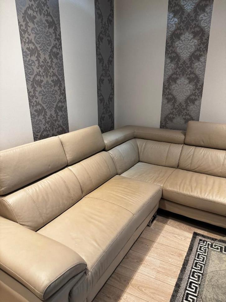 Canapé d'angle cuir COLISEE  de couleur beige, Maison & Meubles, Canapés | Salons, Comme neuf, Banc d'angle, Quatre personnes ou plus