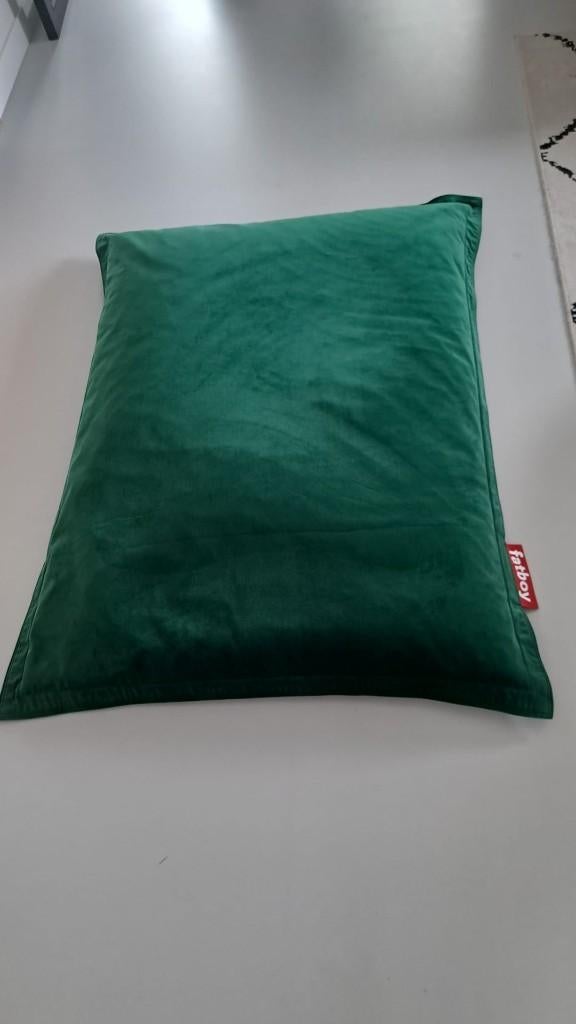 Groene velvet zitzak van Fatboy, Maison & Meubles, Sièges-poires, Enlèvement, Comme neuf, Vert, Pouf