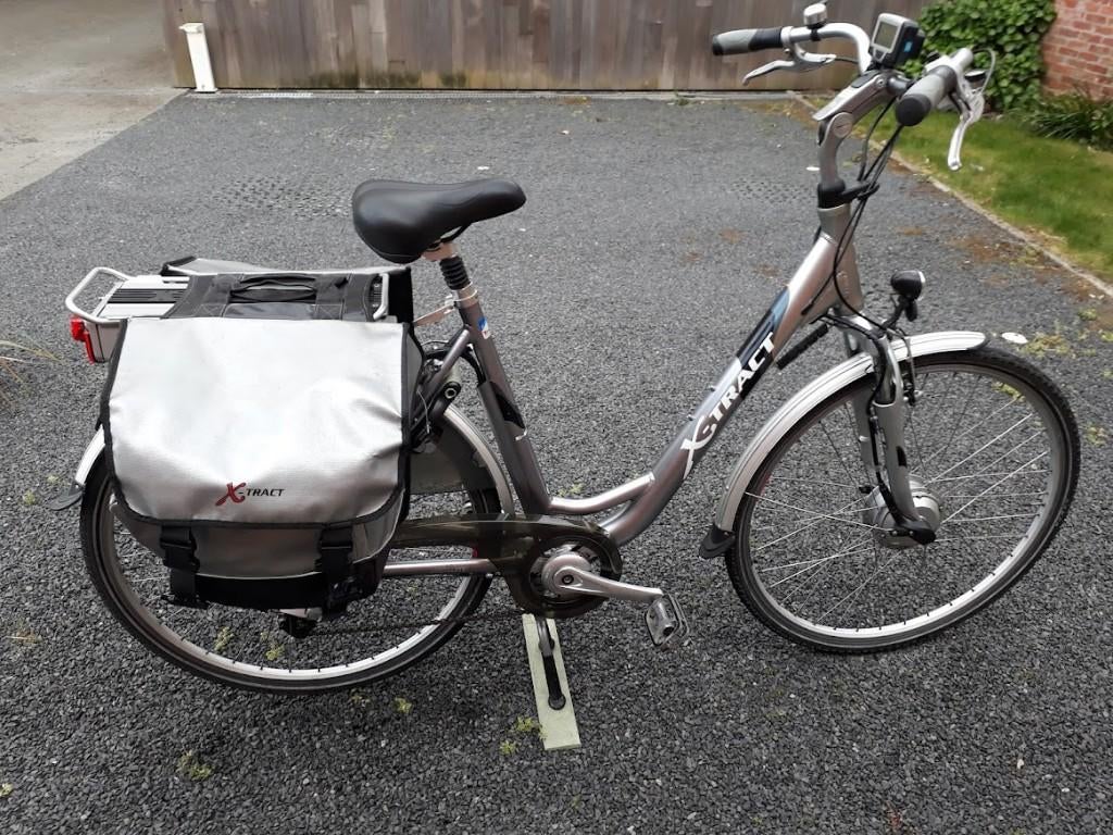 Elektr. fiets Xtract  Ebike 7v D 54 platium +tas + lader, Ophalen, Gebruikt, 50 km per accu of meer