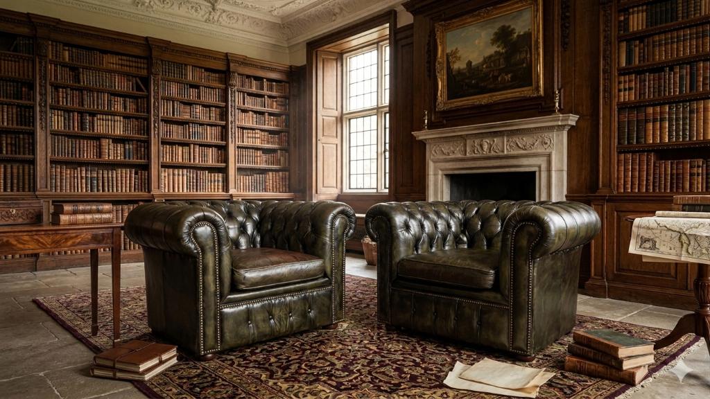 Fauteuils Chesterfield Anglais London, Maison & Meubles, Enlèvement, Bois