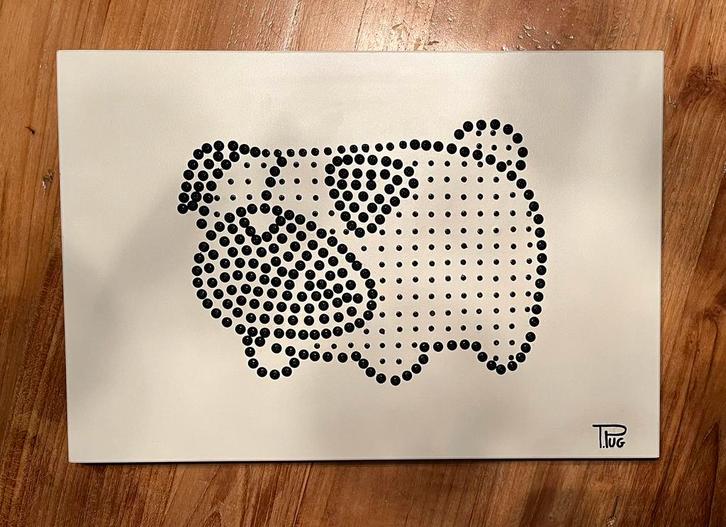 Minimalistische mopshond T.PUG, Antiek en Kunst, Kunst | Overige Kunst, Ophalen of Verzenden