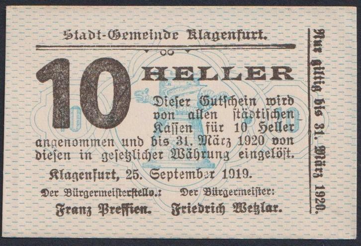 Klagenfurt, Postzegels en Munten, Bankbiljetten | Europa | Niet-Eurobiljetten, Los biljet, Oostenrijk, Ophalen of Verzenden