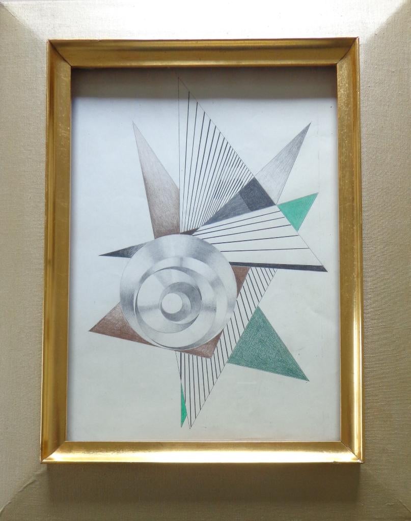 RUSSISCHE SCHOOL / GEOMETRIE / ORIGINEEL / 49x39cm / KADER, Enlèvement ou Envoi