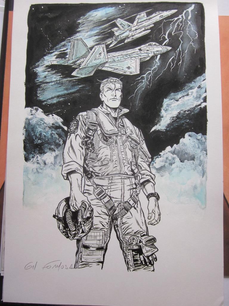 bd dessin format 32 X 48 cm Buck Danny  580 euros, Ophalen of Verzenden, Zo goed als nieuw